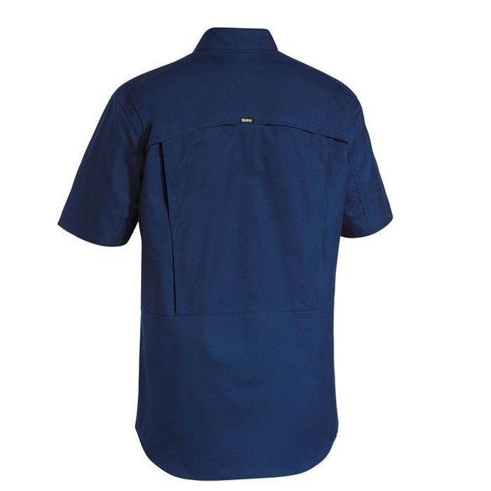 Bisley BS1414 X-Airflow Ripstop Mens Work Short Sleeve Shirt, navy, rear view