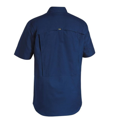Bisley BS1414 X-Airflow Ripstop Mens Work Short Sleeve Shirt, navy, rear view