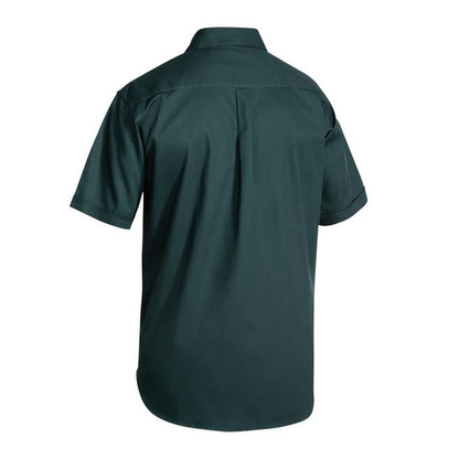 Bisley BS1433 Original Cotton Drill Short Sleeve Shirt, bottle green, rear view