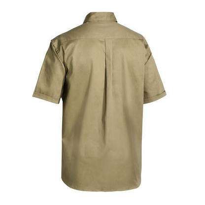 Bisley BS1433 Original Cotton Drill Short Sleeve Shirt, khaki, rear view