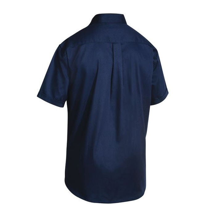 Bisley BS1433 Original Cotton Drill Short Sleeve Shirt, navy, rear view