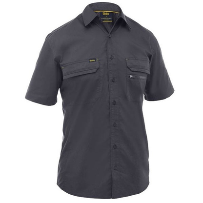 Charcoal grey, two chest products, Bisley BS1490 X Airflow™ Stretch Ripstop Shirt, front view