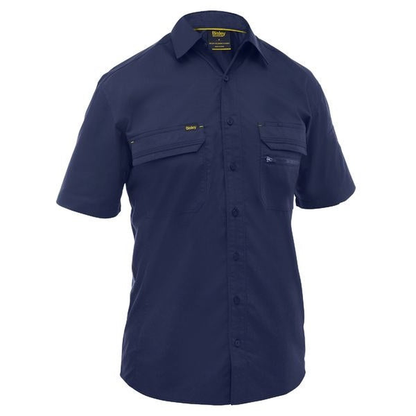 Mens navy, modern fit, Bisley BS1490 X Airflow™ Stretch Ripstop Shirt, front view