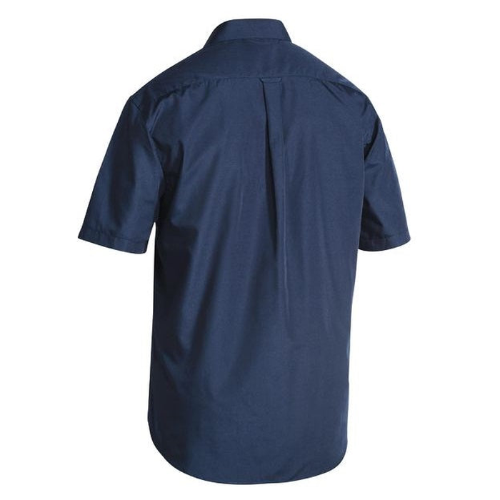 Bisley BS1526 Mens Perm Press Short Sleeve Shirt, navy, rear view