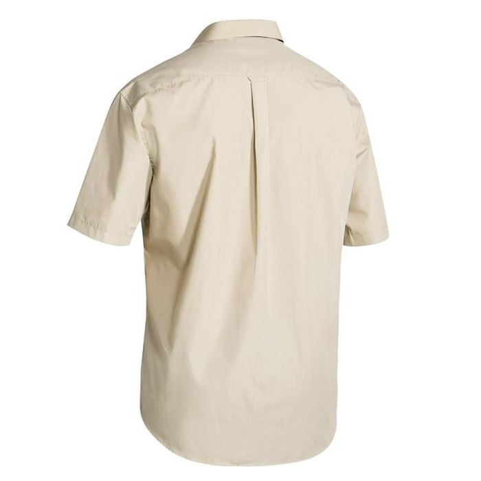 Sand rear view, Bisley BS1526 Mens Perm Press Short Sleeve Shirt