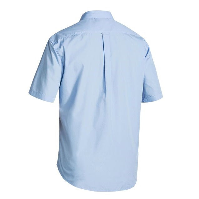 Bisley BS1526 Mens Perm Press Short Sleeve Shirt, light blue, rear view
