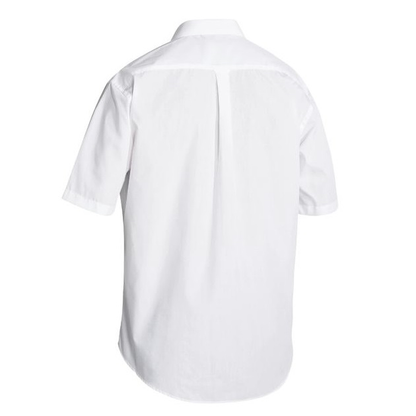 Bisley BS1526 Mens Perm Press Short Sleeve Shirt, white, rear view