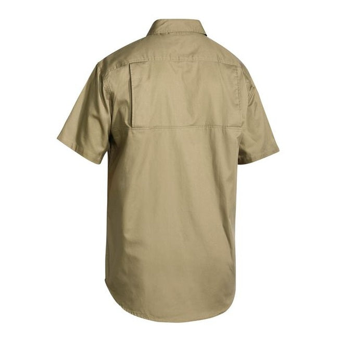 Bisley BS1893 Cool Lightweight Drill Short Sleeve Shirt, khaki, rear view