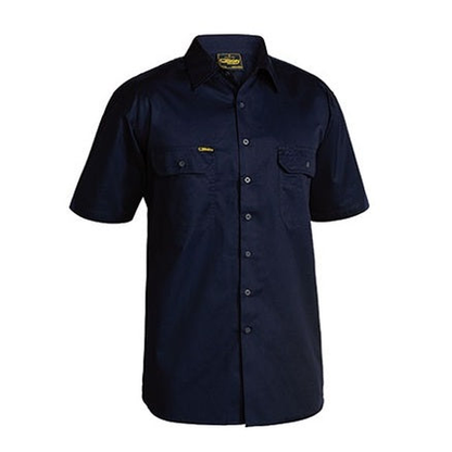 Bisley BS1893 Cool Lightweight Drill Short Sleeve Shirt, dark navy, front chest pockets, front view, mens