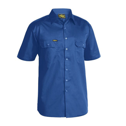 Royal blue, worksite, workwear, front view, Mens Bisley BS1893 Cool Lightweight Drill Short Sleeve Shirt