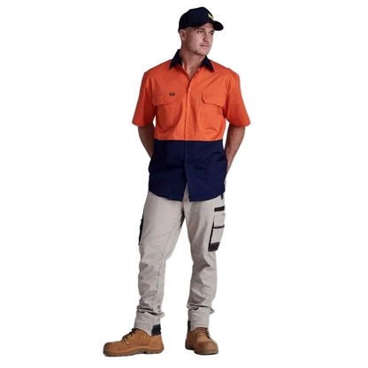 Bisley BS1895 2-Tone Cool Lightweight Drill Short Sleeve Shirt,model view