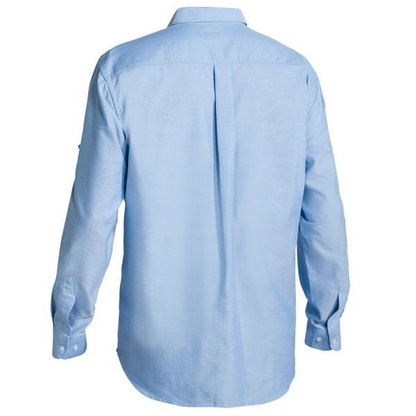 Light blue, rear view, Bisley BS6030 Oxford Mens Long Sleeve Shirt