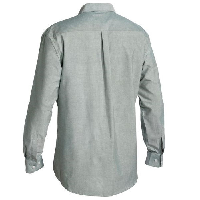 Green, rear view, Bisley BS6030 Oxford Mens Long Sleeve Shirt