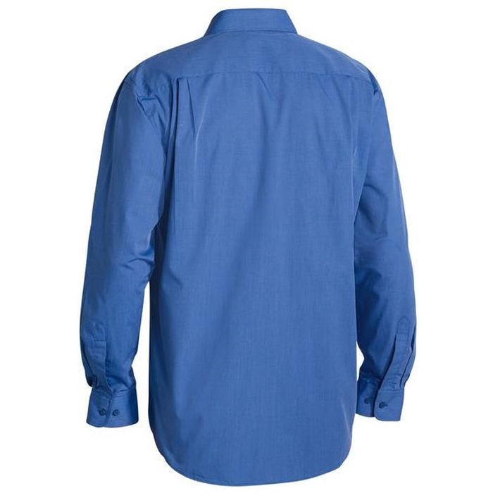 Bisley BS6031 Metro Long Sleeve Shirt, rear view, blue