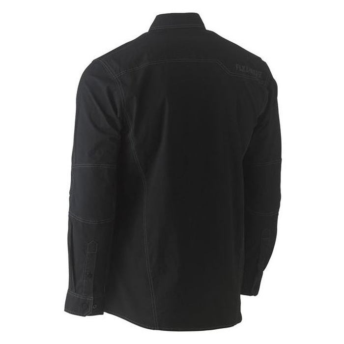 Bisley BS6144 Flex and Move Utility Work Long Sleeve Shirt, black, rear view