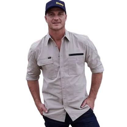 Model view, Bisley BS6144 Flex and Move Utility Work Long Sleeve Shirt