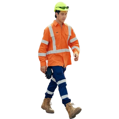 Bisley BS6166XT Taped X Back Cool Lightweight HiVis Drill Shirt, model view