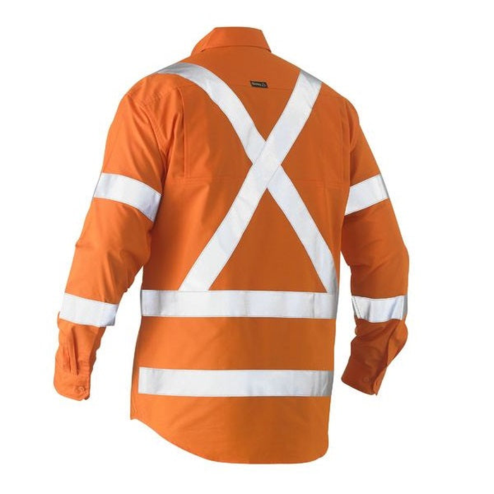 Bisley BS6266XT X Taped HiVis Recycled Drill Shirt, NSW rail cross back, rear view