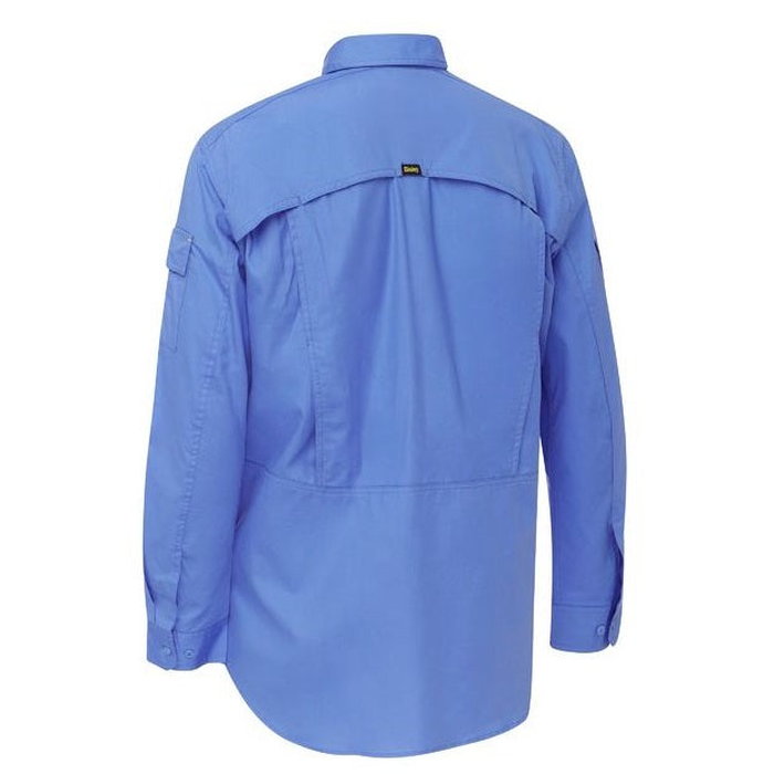 Bisley BS6414 Mens X Airflow Ripstop Long Sleeve Shirt, rear view, blue