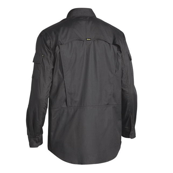 Charcoal grey, rear view, Bisley BS6414 Mens X Airflow Ripstop Long Sleeve Shirt