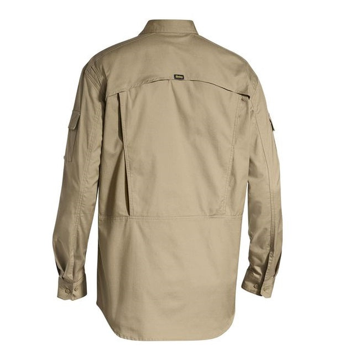 Bisley BS6414 Mens X Airflow Ripstop Long Sleeve Shirt, khaki, back view