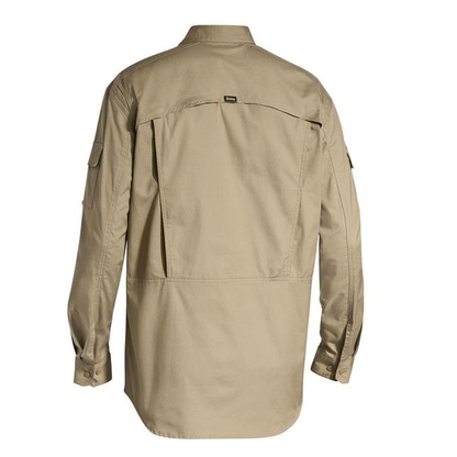 Bisley BS6414 Mens X Airflow Ripstop Long Sleeve Shirt, khaki, back view