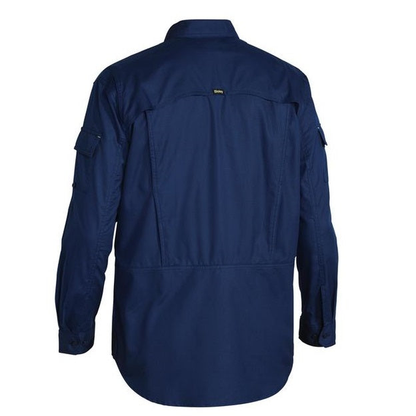 Bisley BS6414 Mens X Airflow Ripstop Long Sleeve Shirt, back view, navy