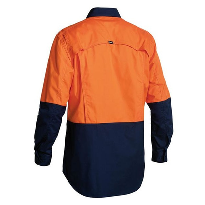 Bisley BS6415 HiVis X Airflow Ripstop Shirt, rear view, orange/navy