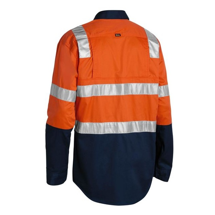 Bisley BS6432T 3M Taped Cool Lightweight Shirt With Shoulder Tape, rear view, orange/navy mens
