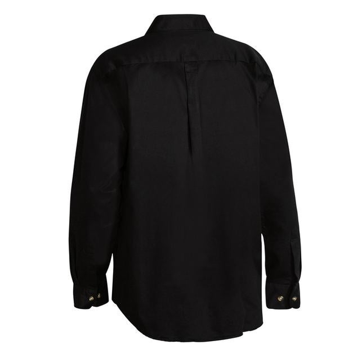 Bisley BS6433 Cotton Drill Long Sleeve Shirt, black, rear view