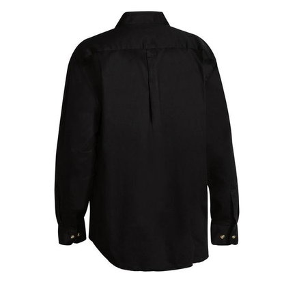 Bisley BS6433 Cotton Drill Long Sleeve Shirt, black, rear view