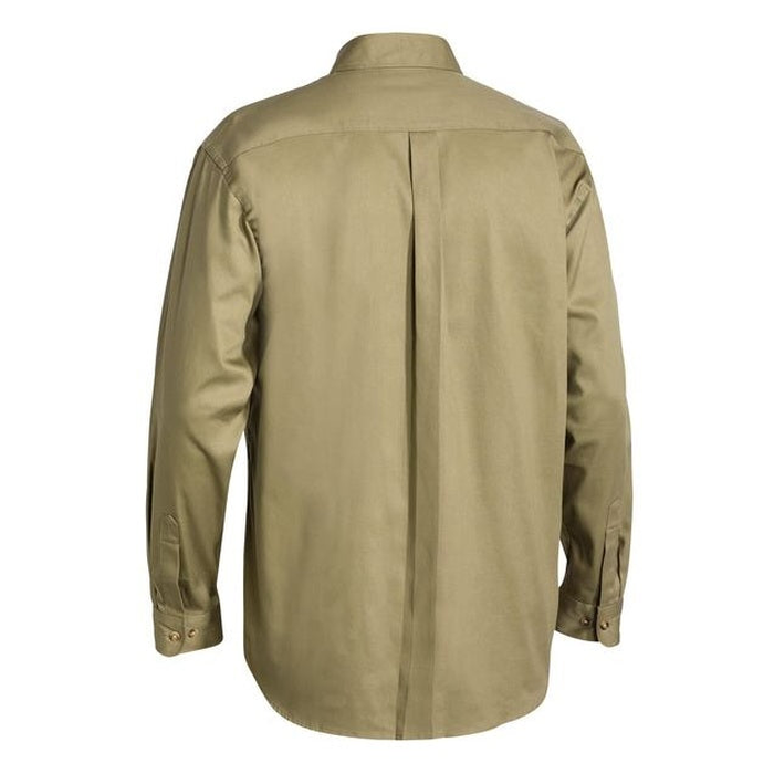 Bisley BS6433 Cotton Drill Long Sleeve Shirt, khaki, rear view
