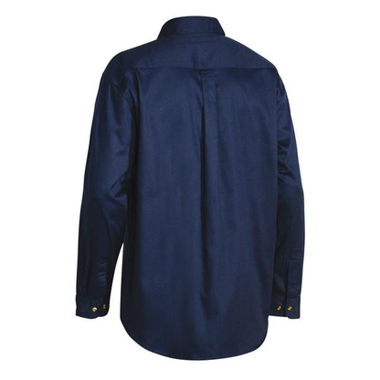 Bisley BS6433 Cotton Drill Long Sleeve Shirt, rear view, navy