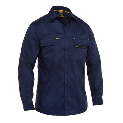 Navy blue, modern fit, all day comfort, Bisley BS6490 X Airflow Stretch Ripstop Shirt, front view