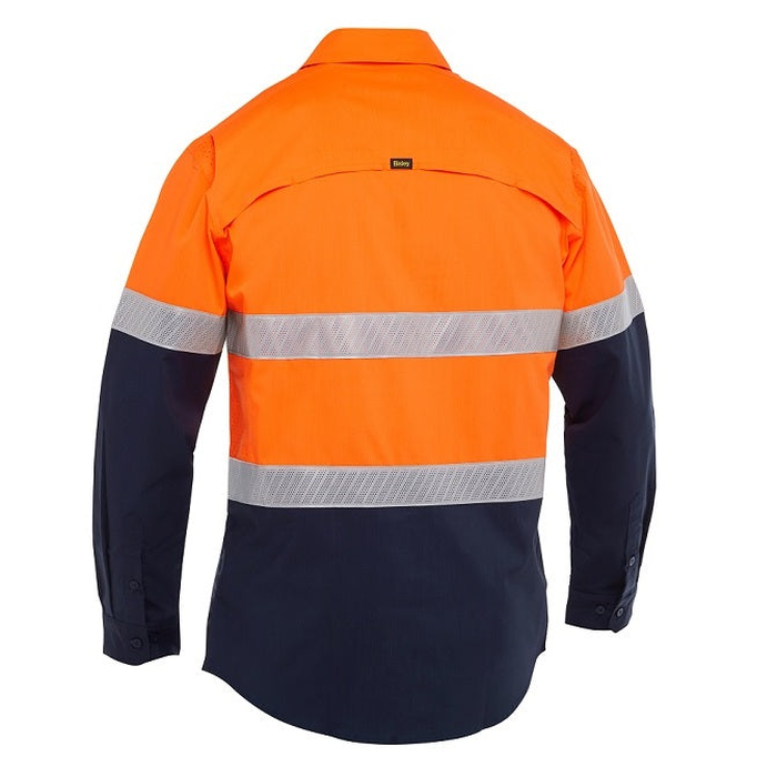 Bisley BS6491T X Airflow HiVs Taped Stretch Ripstop Shirt orange/navy, rear view