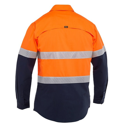 Bisley BS6491T X Airflow HiVs Taped Stretch Ripstop Shirt orange/navy, rear view
