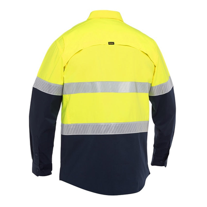 Bisley BS6491T X Airflow HiVs Taped Stretch Ripstop Shirt yellow/navy, rear view