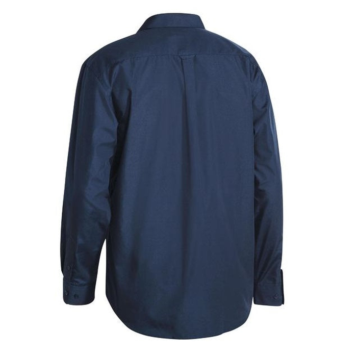 Bisley BS6526 Permanent Press Long Sleeve Shirt, navy, rear view, mens
