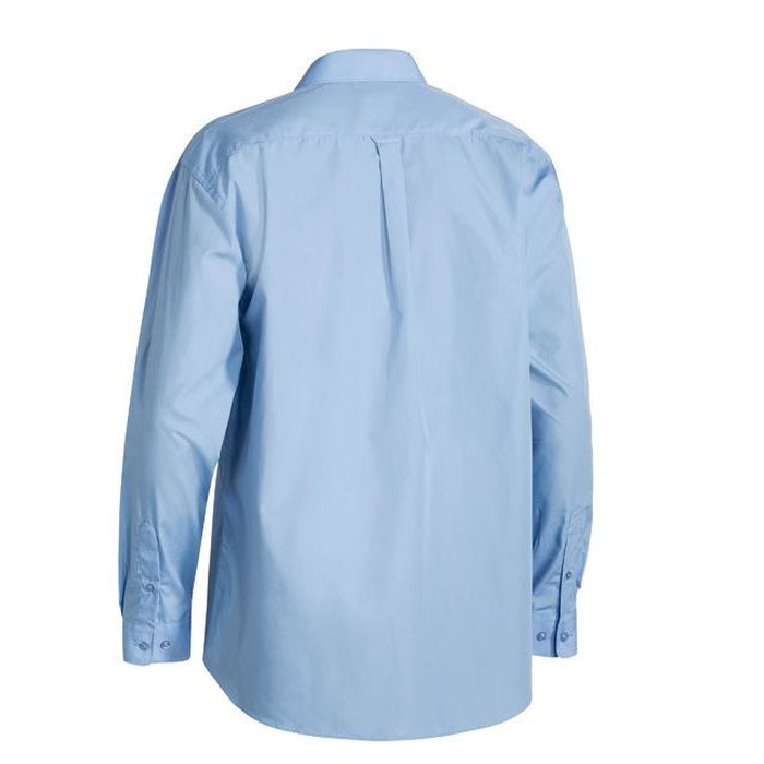 Bisley BS6526 Permanent Press Long Sleeve Shirt, blue, rear view