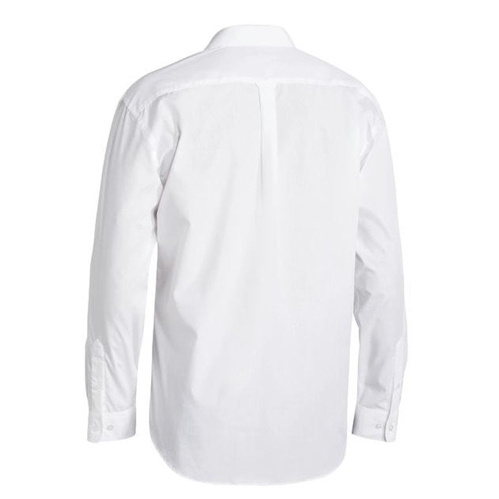white, rear view, Bisley BS6526 Permanent Press Long Sleeve Shirt