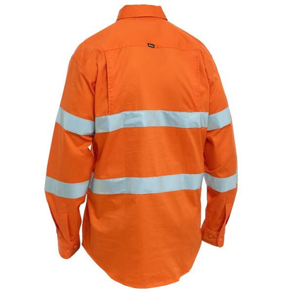 Bisley BS6698T Taped Hi Vis Cool Lightweight Drill Shirt, rear view, orange