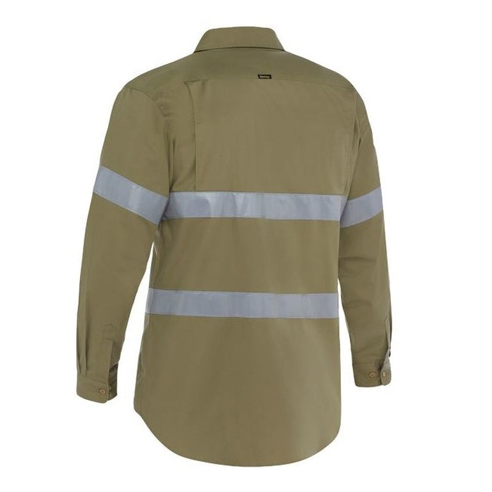 Bisley BS6883T Taped Cool Lightweight Drill Shirt, khaki rear view