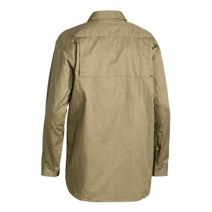 Bisley BS6893 Cool Lightweight Drill Long Sleeve Shirt, khaki, rear view