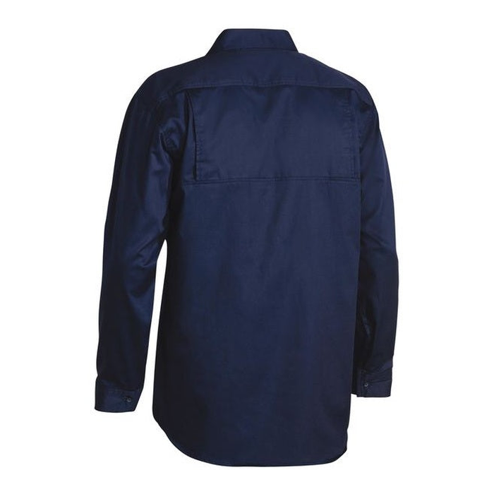 Bisley BS6893 Cool Lightweight Drill Long Sleeve Shirt, navy blue, rear view