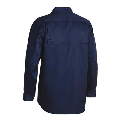 Bisley BS6893 Cool Lightweight Drill Long Sleeve Shirt, navy blue, rear view