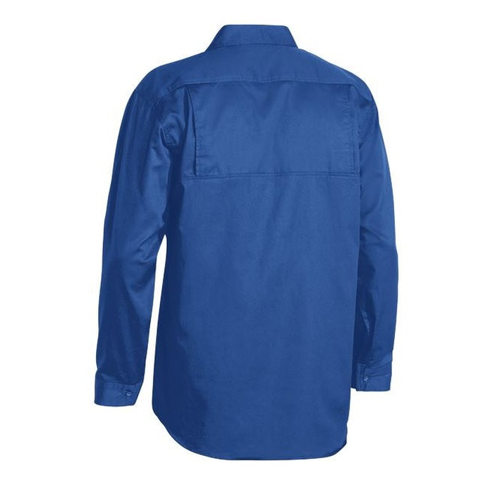 Royal blue, mens, rear view, Bisley BS6893 Cool Lightweight Drill Long Sleeve Shirt