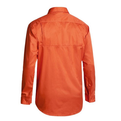 Bisley BS6894 Mens Cool Lightweight Gusset Cuff HiVis Long Sleeve Shirt, back view, orange