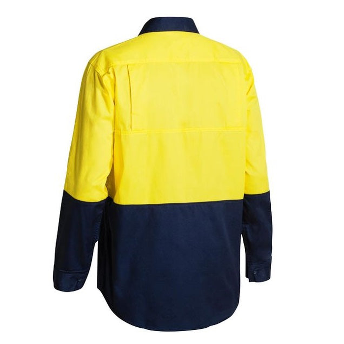yellow/navy, rear view, Bisley BS6895 Cool Vent 2-Tone Lightweight Long Sleeve Shirt