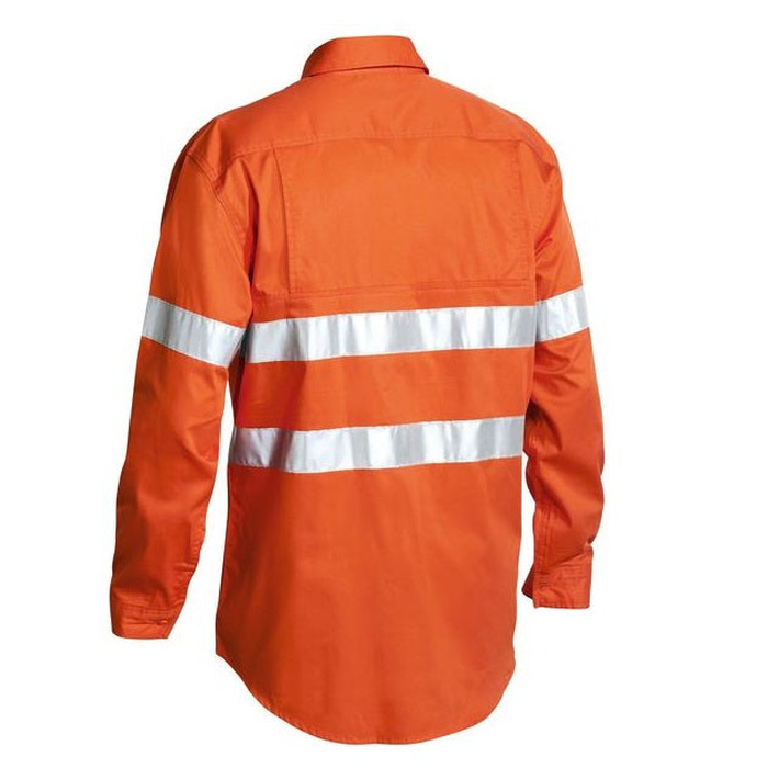 Bisley BS6897 Mens Long Sleeve Shirt Tape, orange, rear view