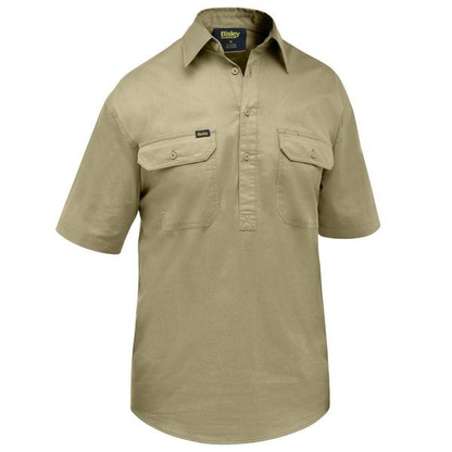 Traditional fit, khaki, Bisley BSC1820 Closed Front Cool Lightweight Shirt, front view